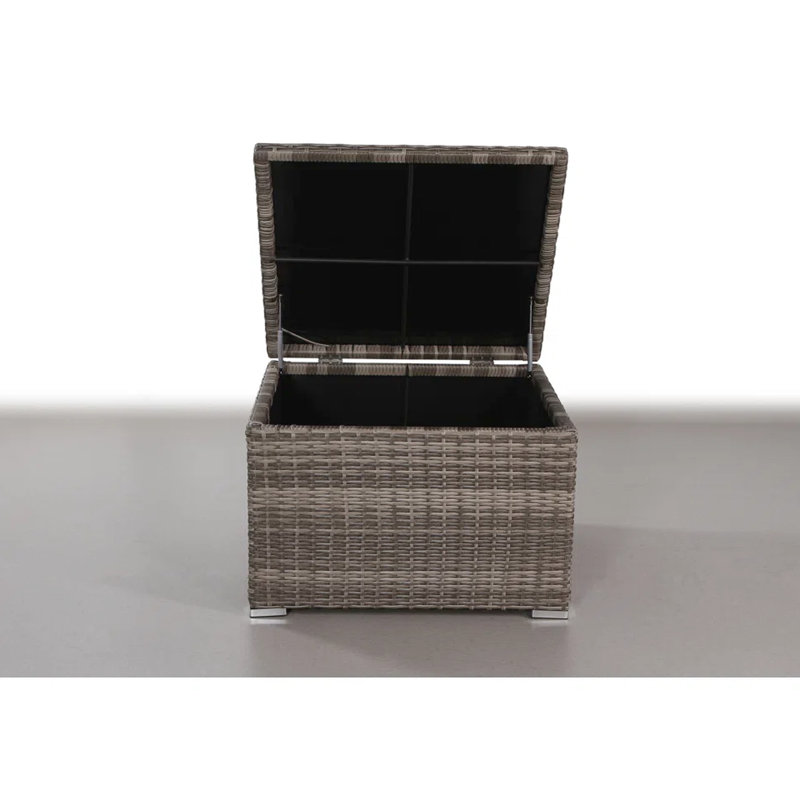 Table de bout d'extérieur moderne avec rangement, profondeur de 33 po, gris, rouille, coin sans assemblage avec rangement gris, teinte
