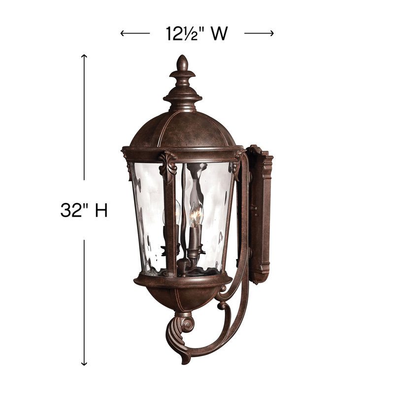 Windsor 3-Light Outdoor Wall Lantern, 32" H x 12.5" W x 15.5" D, Brown