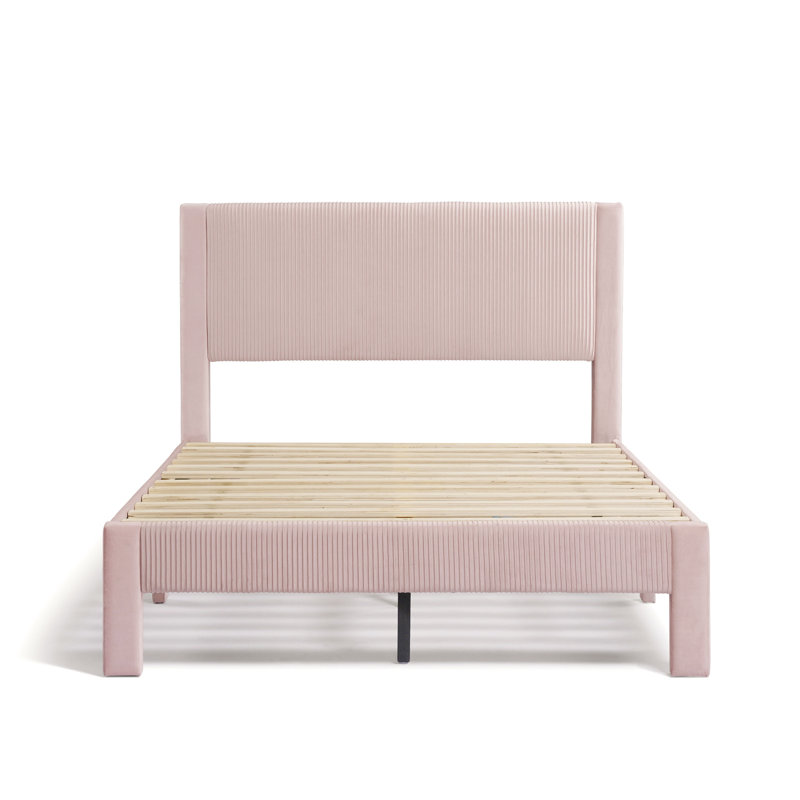 Upholstered Unfinished Platform Bed, Full, Pink