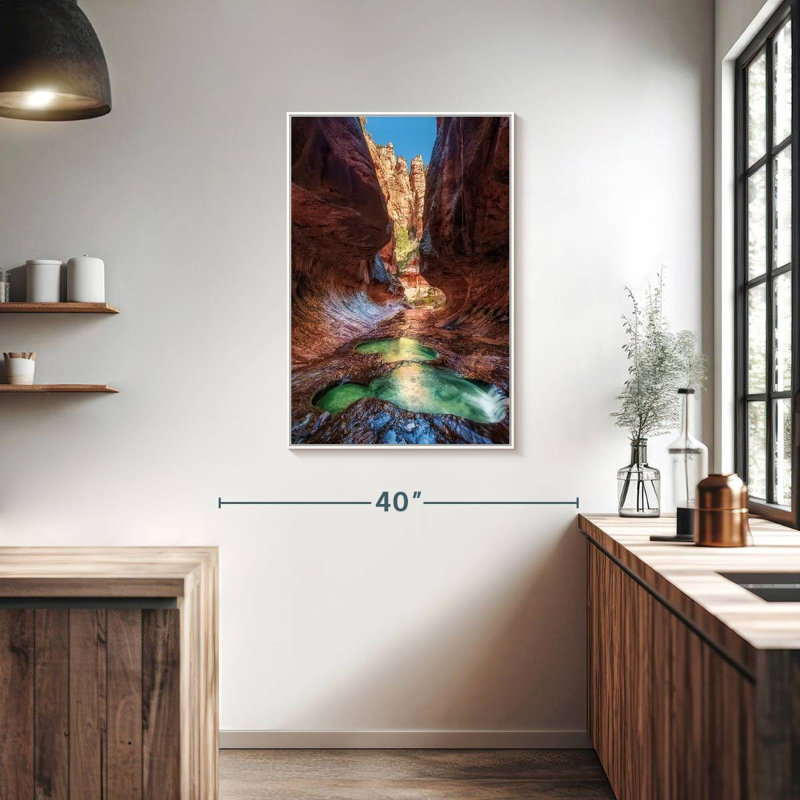 Le fente du métro, 25" x 37", Cadre flottant blanc
