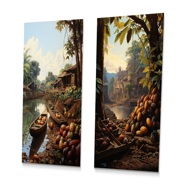 Rivière Cacao en Amérique du Sud - Ensemble de salon mural en métal Cacao, H 28 po x l 24 po