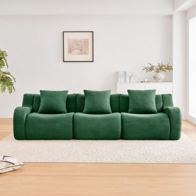 Canapé désossé, tissu 3 pièces en peluche de haute qualité, conception antidérapante, accoudoirs incurvés sans assemblage, éponge haute densité 32D pour le salon, la chambre à coucher, le coin lecture