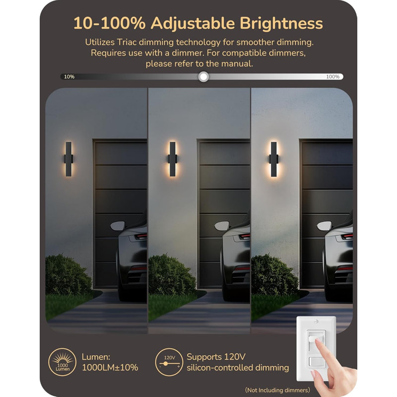 2 Pack LED Outdoor Wall Lights Dimmable