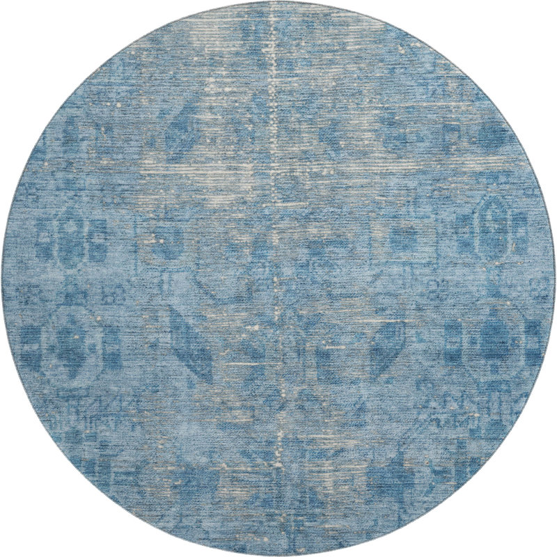 Premium Machine Washable Larock AMF1228 Global Rug, Round 8'