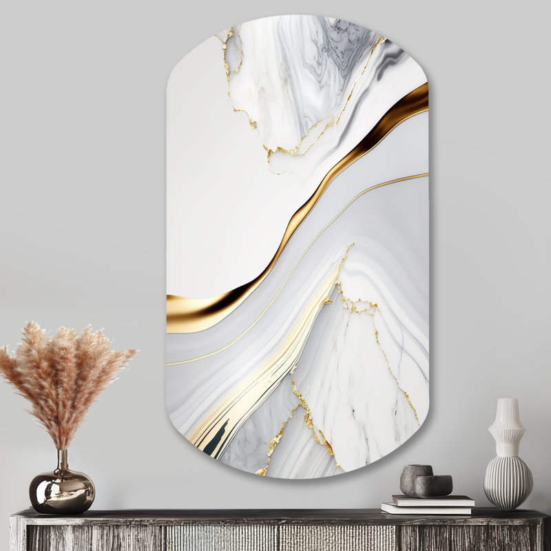 Sofyan Abstract Geode Waves Grey IV - Abstract Asymmetrical Metal Wall Decor, Grey Cylinder Metal Art Print