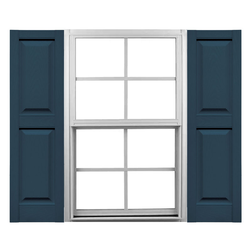 Classic Blue Raised Panel Vinyl Decorative Shutters, 14.75" x 31"