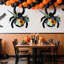 Couronne d'araignée 11,8 po avec tournesols et plumes noires, pendentif en bois pour décoration de porte d'entrée Halloween