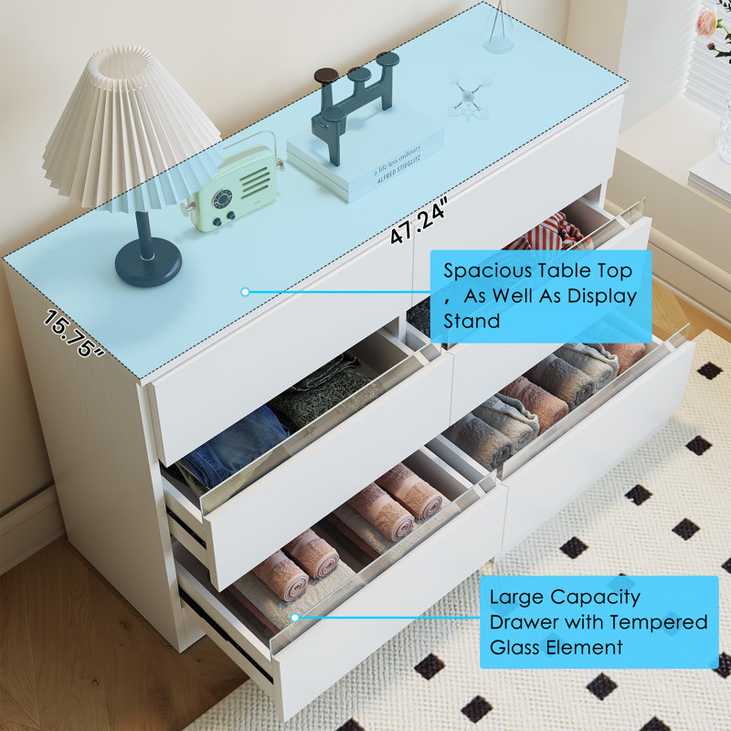 White MDF Double Dresser with LED Lights for Nursery