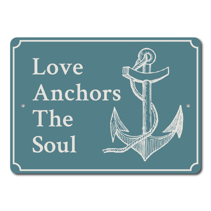 Signe en aluminium «Love Anchors The Soul», H 12 po x l 18 po x P 0,06 po