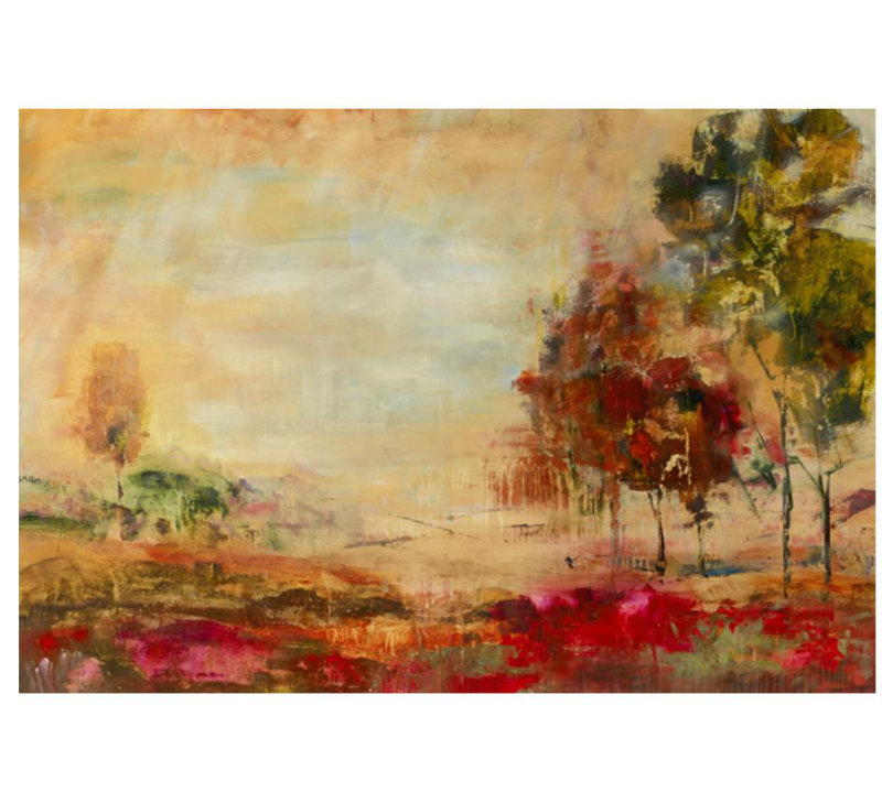 Raspberry Field Painting by Jodi Maas, 24" H x 35" W x 1.5" D, Outdoor