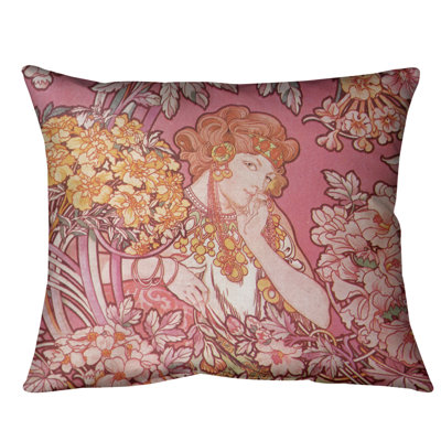 Coussin lombaire à fleurs alphonse mucha