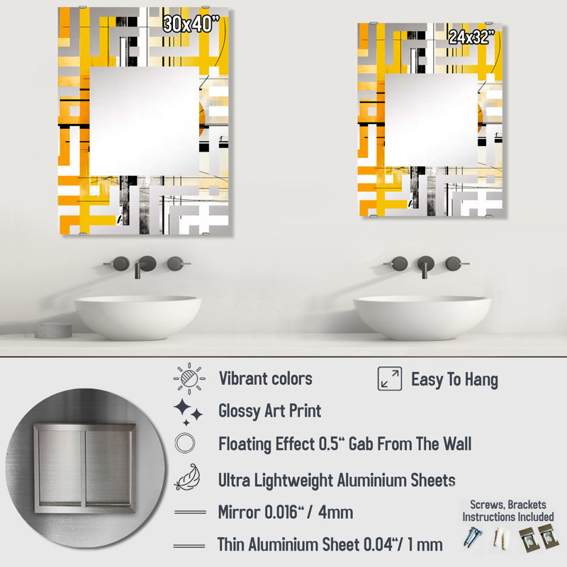Miroir mural Posell - Abstract Collages MIR131676, 40 po x 30 po