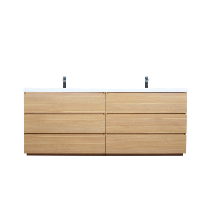 Ensemble de meuble-lavabo double 84 po Bobijo, Chêne Coburg
