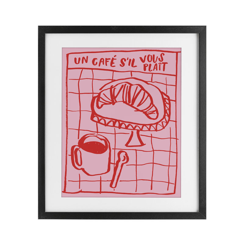 «Cafe Brunch Doodles», impression encadrée sous verre, design par Jenaya Jackson, H 16 po x l 13 po, Cadre noir minuit