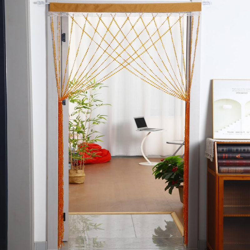 Crystal Beaded Curtain Door Curtains Room Divider Hanging Diamond Acrylic Beads For Doorway Hippie Closet Bedroom Wall Window Backdrop Decor (35.5×79In/90×200Cm,Orange)