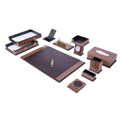 Michole Leather / Faux Leather Desk Organiser Set