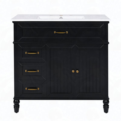 Solid Frame 36" Bathroom Vanity with Two Doors and Three Drawers