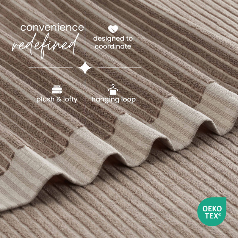 Branden Bath Towel, Sculpted Stripe Tan