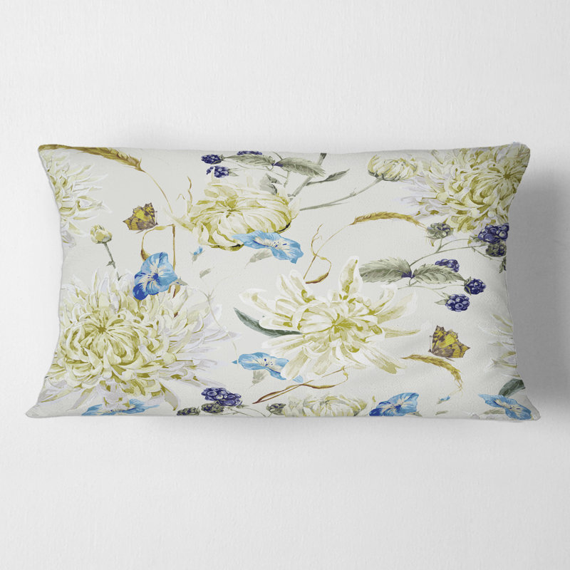 Coussin Rectangle, Vintage Yellow Chrysanthemus II - Traditional