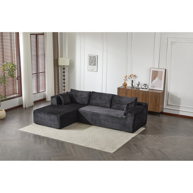 Canapé modulaire en L Boneless, Black