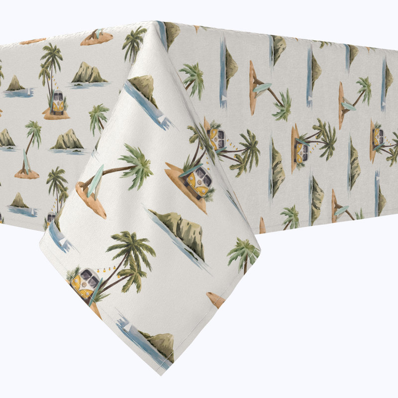 Rectangular Tablecloth, 100% Cotton, 52X104", Retro Surf, 84" L x 52" W
