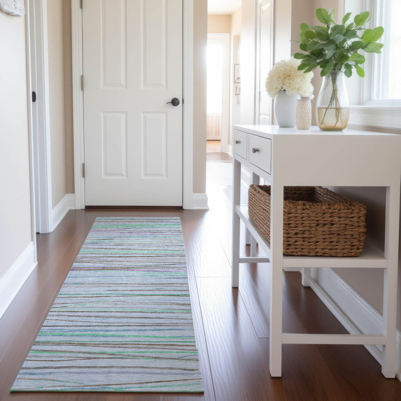 Premium Machine Washable Harjo AMF1603 Stripes Rug, Runner 2'3" x 7'6"