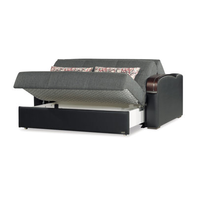Primenest Slumbercore Collection Upholstered Convertible Loveseat With Storage, Grey