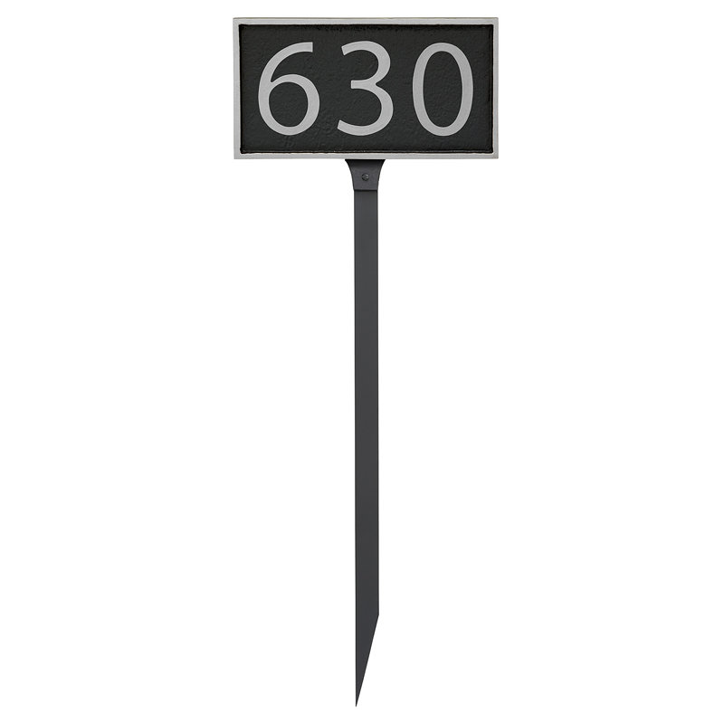 Enseigne d’adresse pour pelouse sur 1 ligne, Noir, Argent