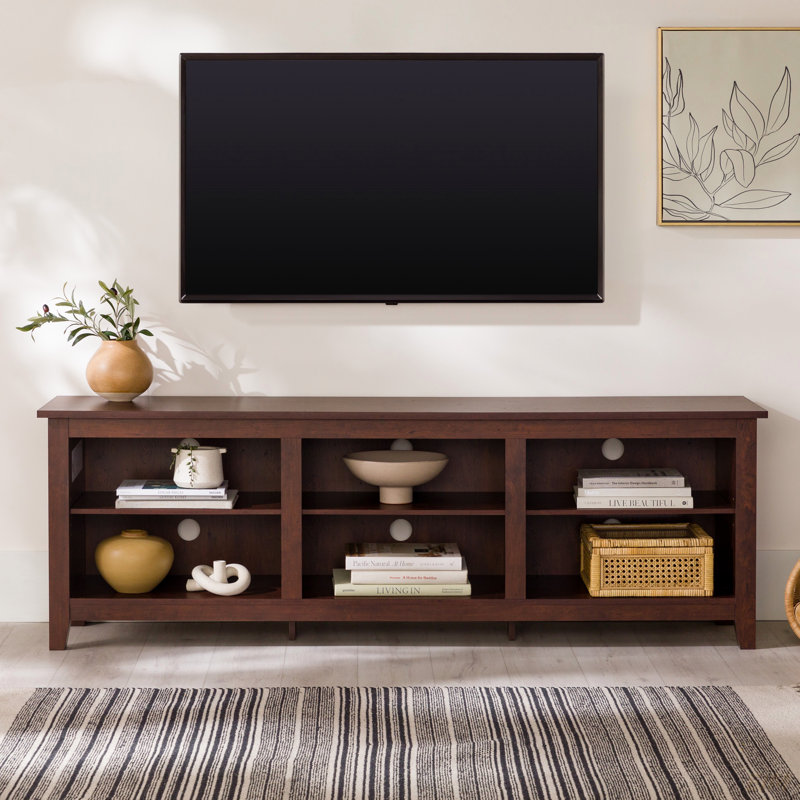 Modern Transitional 3-Shelf Open Storage 70" TV Stand For 80" Tvs, Brown