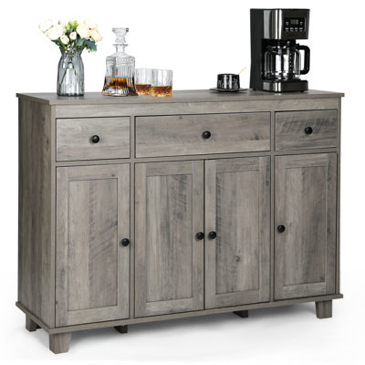 Buffet 47,2 po avec 3 tiroirs et tablettes réglables Zekai