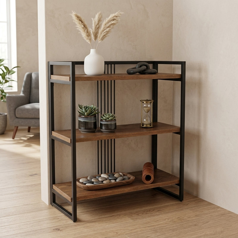 Lauxel 3 Tier Metal Framed Wood Shelf