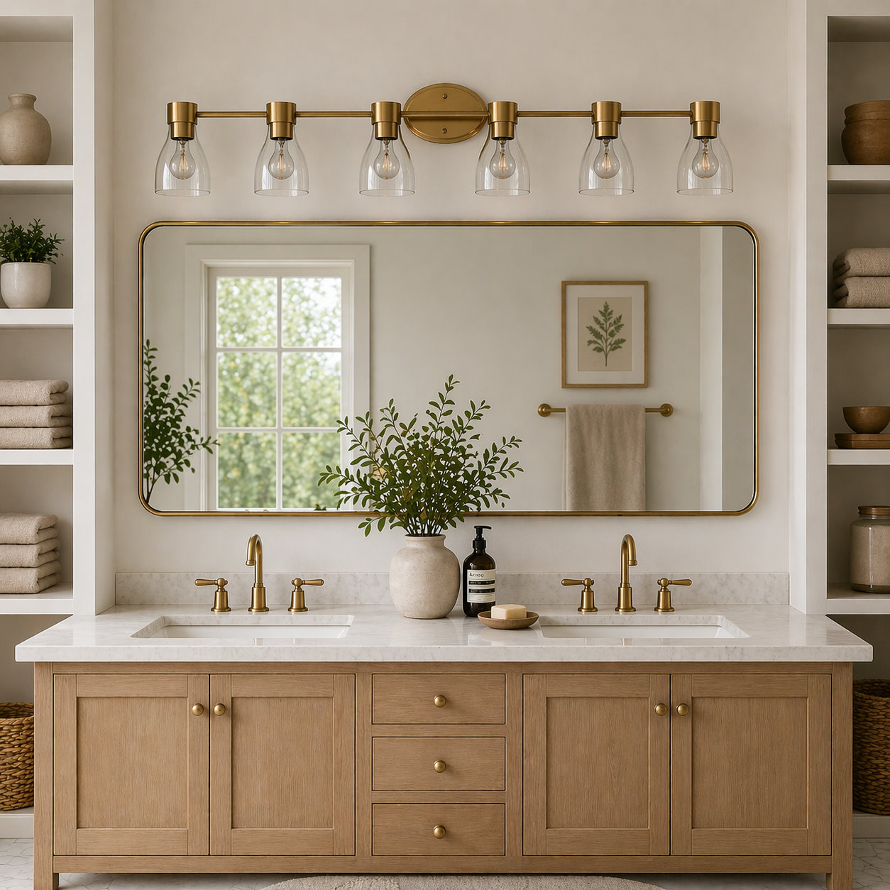Jessa Dimmable Vanity Light, Brushed Brass, 6