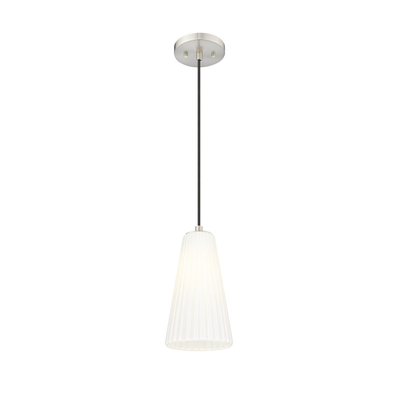 Luminaire suspendu moderne 1 lumière Tomy, Nickel brossé, H 121 po x l 6 po x P 6 po