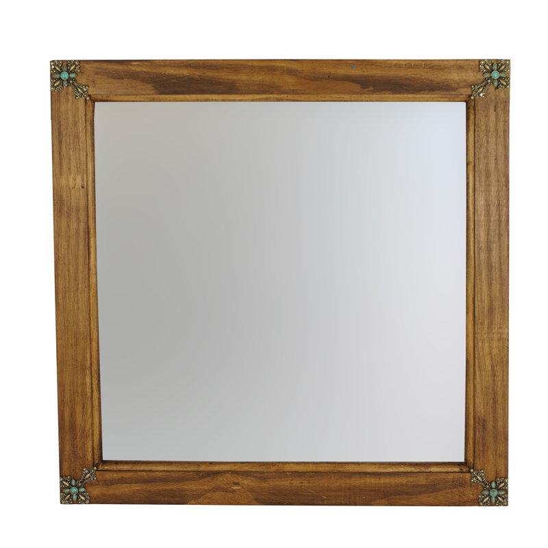 Miroir de salle de bain rustique vieilli, Naturel, 27 po x 27 po