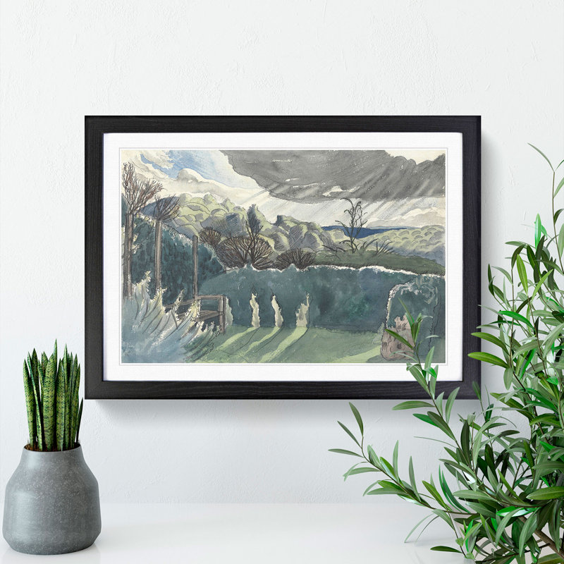 Landscape by Paul Nash - Picture Frame Painting, Black Framed, 36cm H x 48cm W x 2cm D