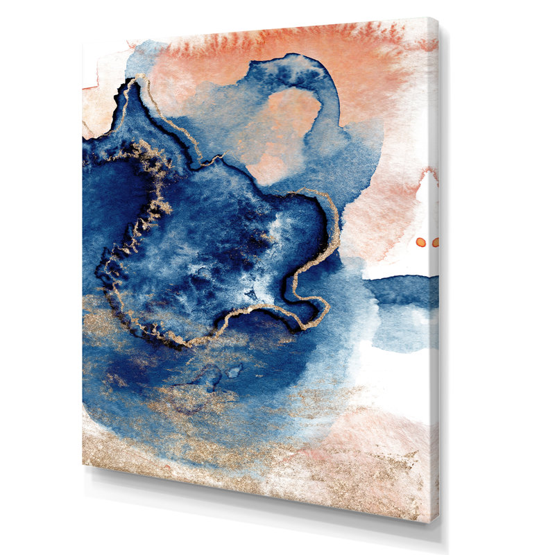 «Blue and Pink Marble Clouds», reproduction d'art sur toile moderne, H 20 po x l 12 po x P 1 po, Toile tendue