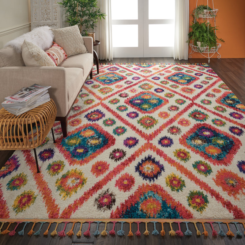 Tapis ivoire Lucina Tribal Bohemian, Rectangle 8 pi 10 po x 12 pi