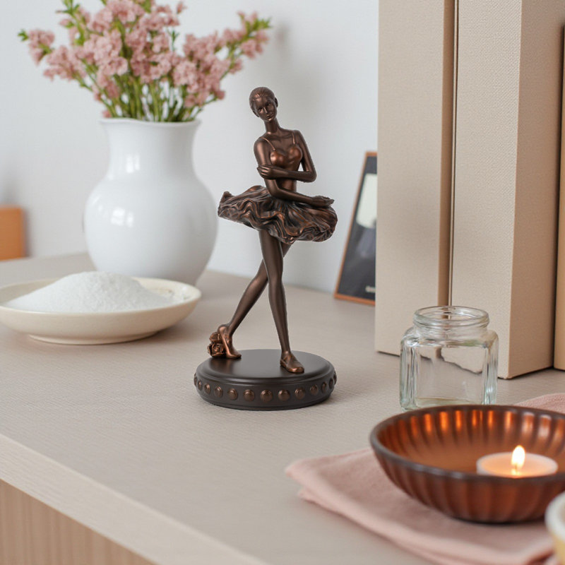 Standing  Figurine, Elegant  Sculpture, Resin Ballet Girl Statue For Home Decor, Gift For Dance Lovers, Bronze