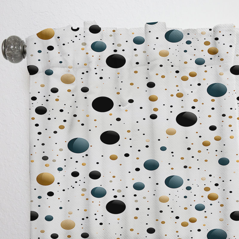 Minimalist Black And Gold Polka Dots Pattern - Abstract Room Darkening Curtain - 1 Panels, 52" W x 90" L