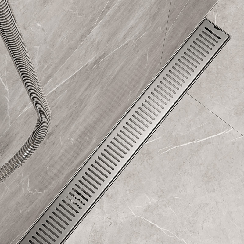 Elan 36" Rectangular Grate Linear Grid Shower Drain, Brushed Nickel