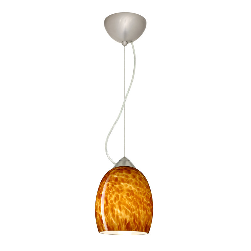 Luminaire suspendu 1 cloche pour une cloche Lucia, Incandescent, Nickel satiné, Bleu nuage