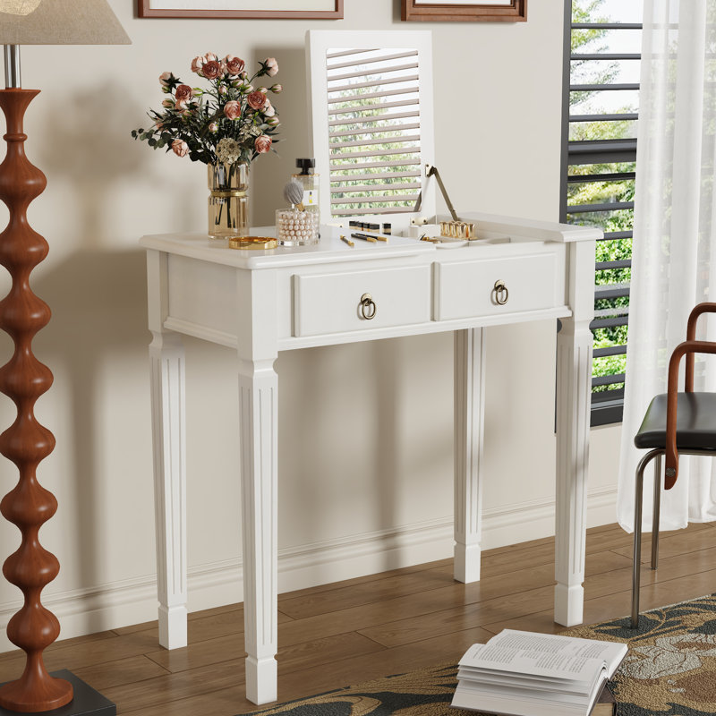 Dressing Table with Mirror, White