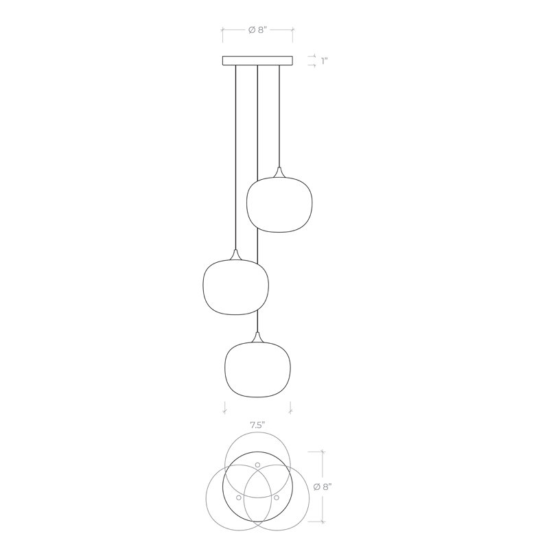 Bellagio 3 - Light Pendant, Satin Nickel