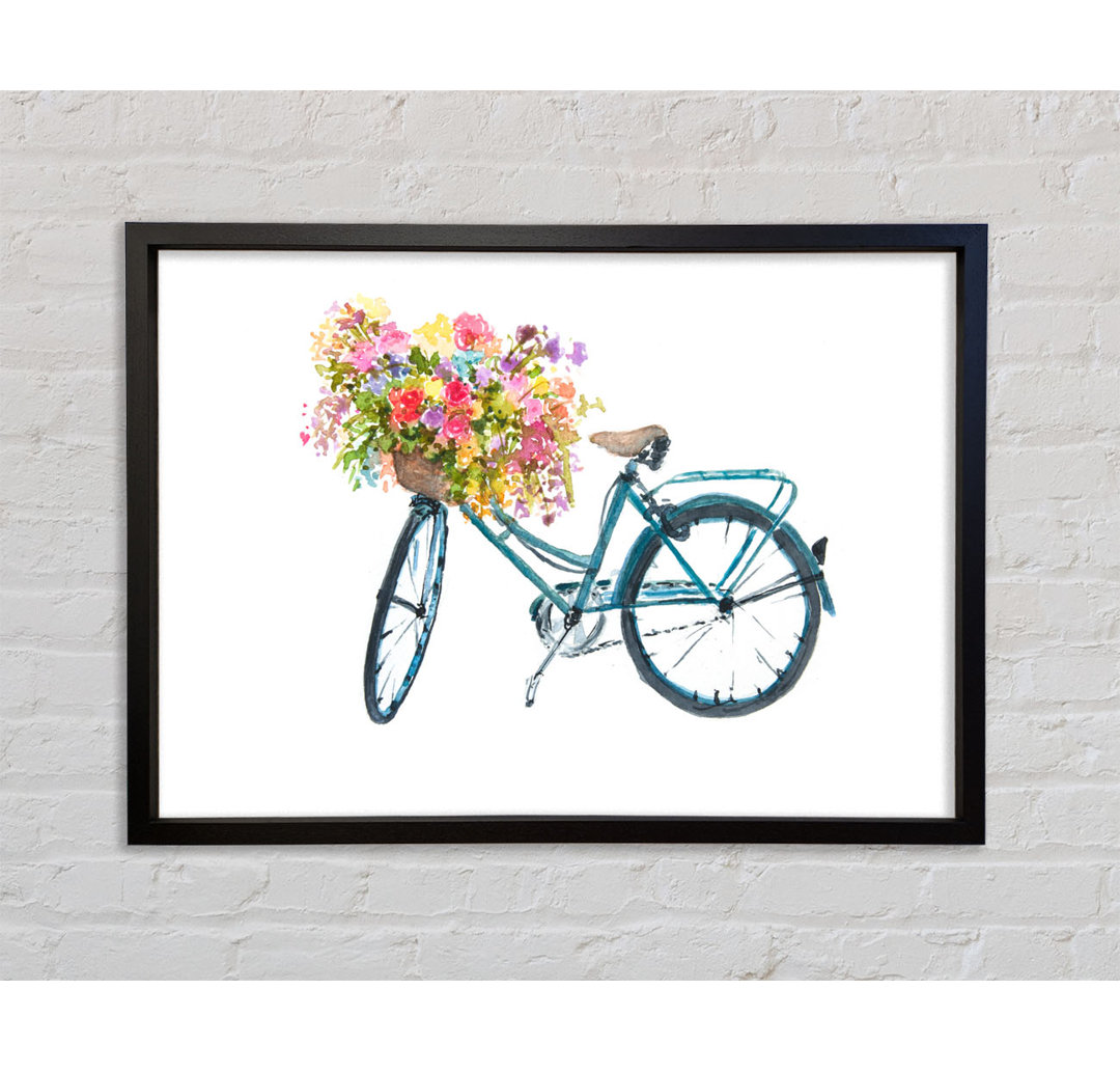 Blumen auf einem Fahrrad - Einzelner Bilderrahmen Kunstdrucke auf Leinwand