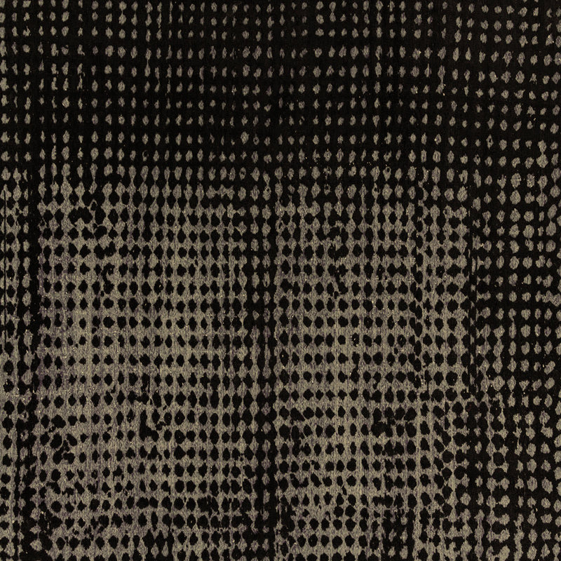 Tapis oriental brun / noir en laine et polyester tissé à la machine Zilynn, Carré 7 pi