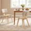 Ensemble de 4 chaises de salle à manger avec dossier ergonomique rembourré en velours Teddy pour cuisine beige et naturel-1834170981-1834170983