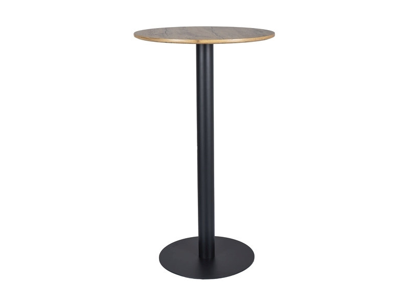 Errill Round Metal Base Dining Table, 105cmH x 60cmL x 60cmW, Oak