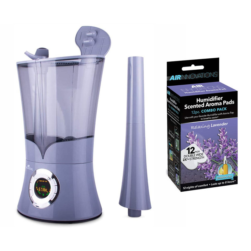 Air Innovations 1.6 Gallons Cool Mist Ultrasonic Tabletop Humidifier with Adjustable Humidistat for 100 Cubic Feet