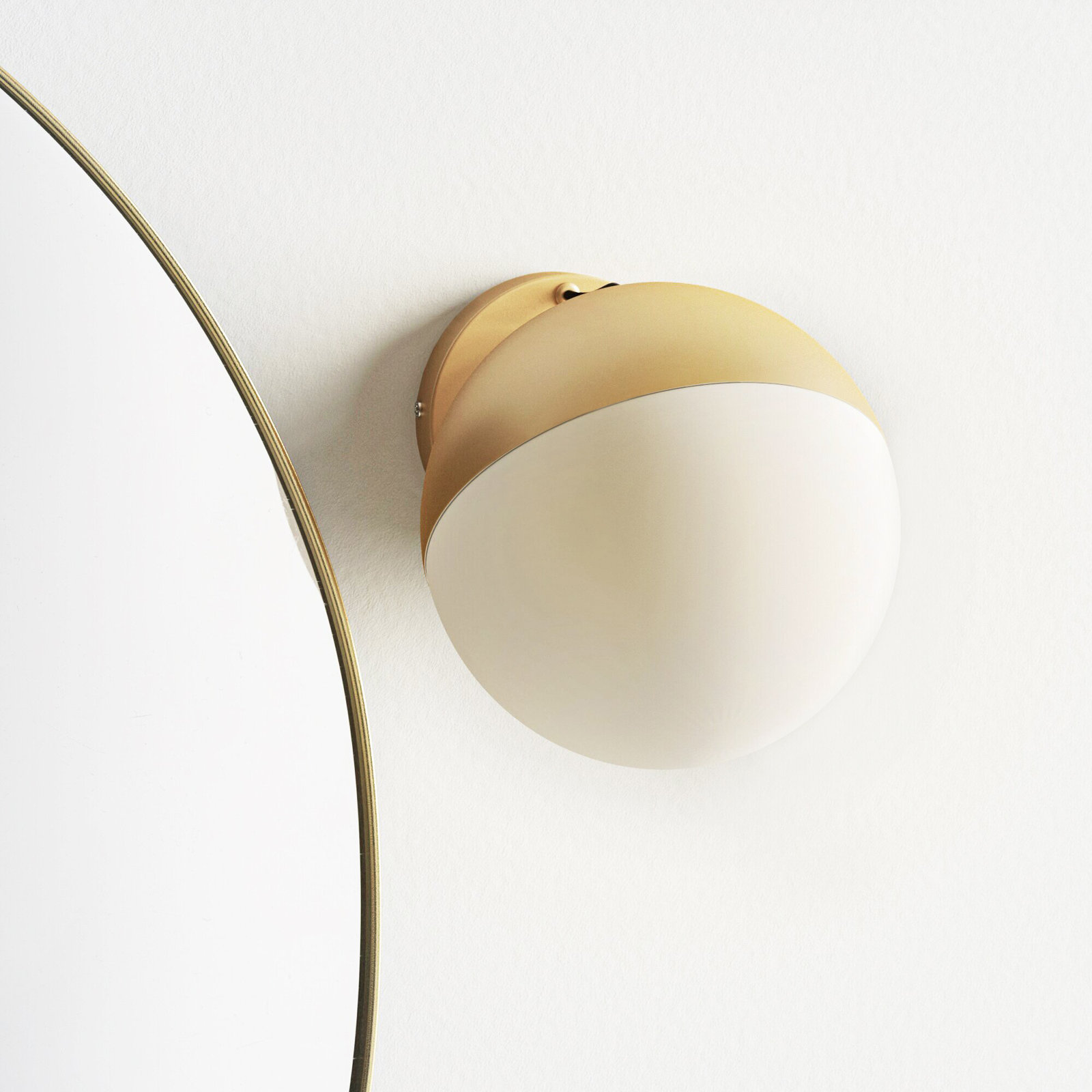 Hastings Single Light Glass Dimmable Armed Sconce, Metallic Gold