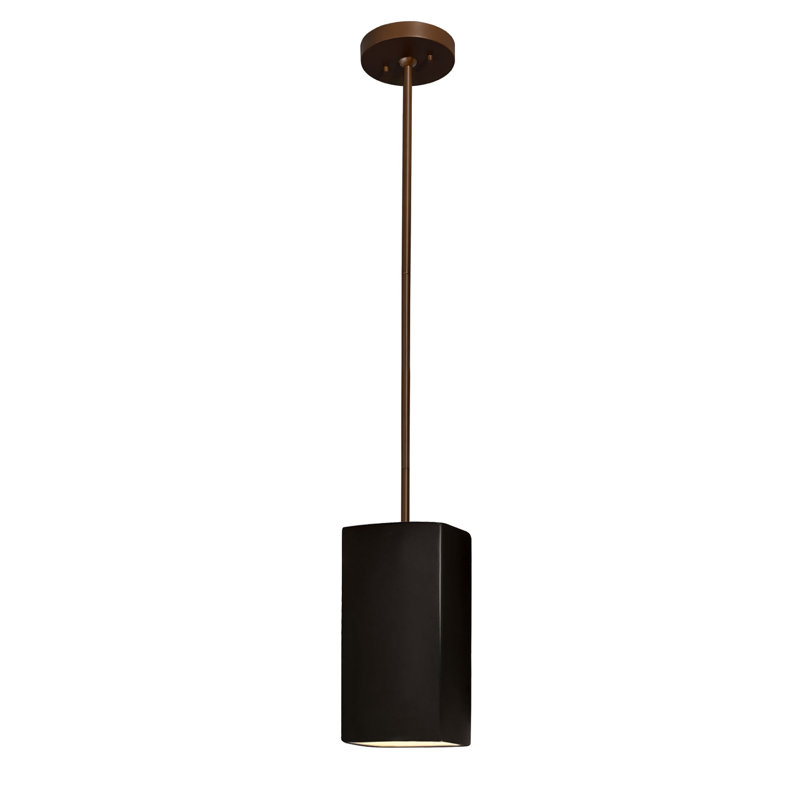 Luminaire suspendu carré 1 lumière Radiance, Bronze foncé, Étain, vert